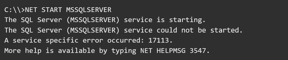 خطای 17113  در اجرای SQLServer